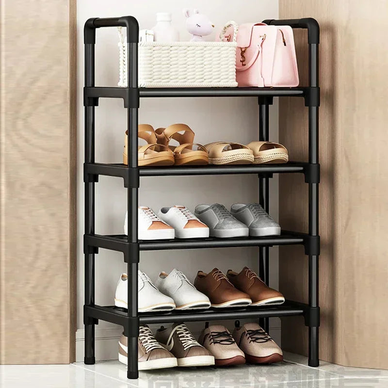 Simple Shoe Rack Plastic Shoe Shelf Footwear Shoe Rack Living Room Space Saving Shoes Organizer Stand Holder Black Shoe Shelf