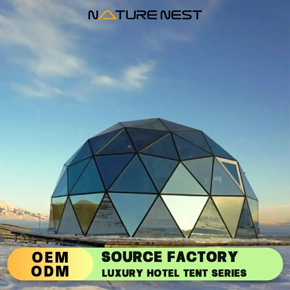 Transparent Glass Dome Hotel Tent Lgloo Geodesic  Aluminum Frame Luxury Resort Round Teepees Tree Houses Outdoor Glamping Hotel