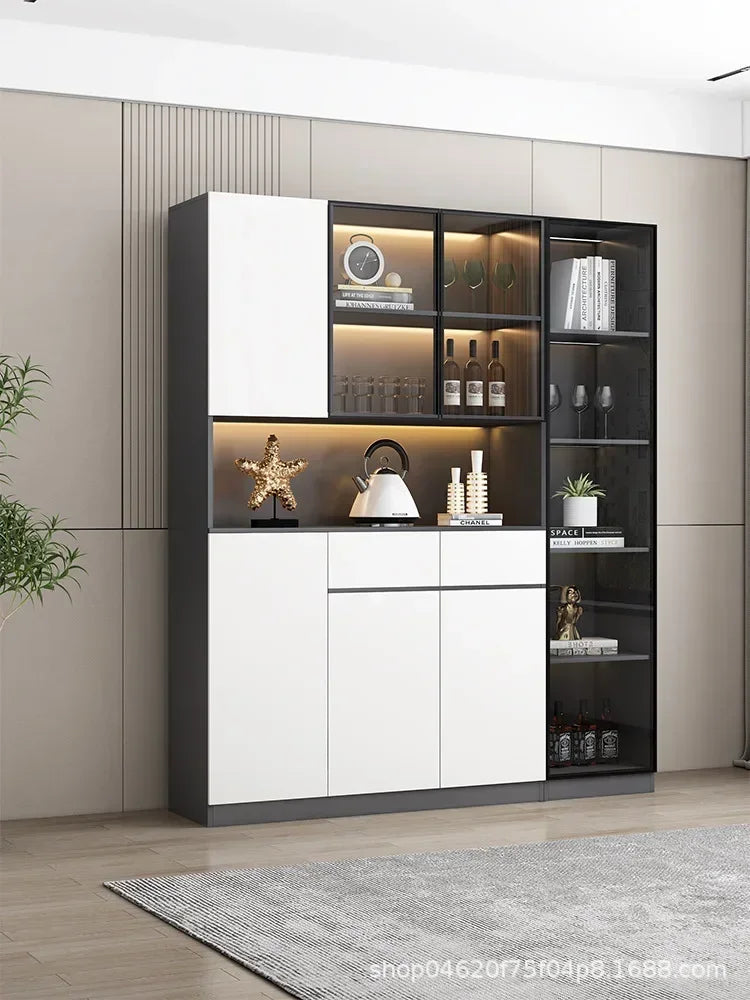 Grande armoire de cuisine, buffet, armoire de rangement de cuisine moderne, bar à vin, bar à café, armoire avec support à micro-ondes, îlots de buffet