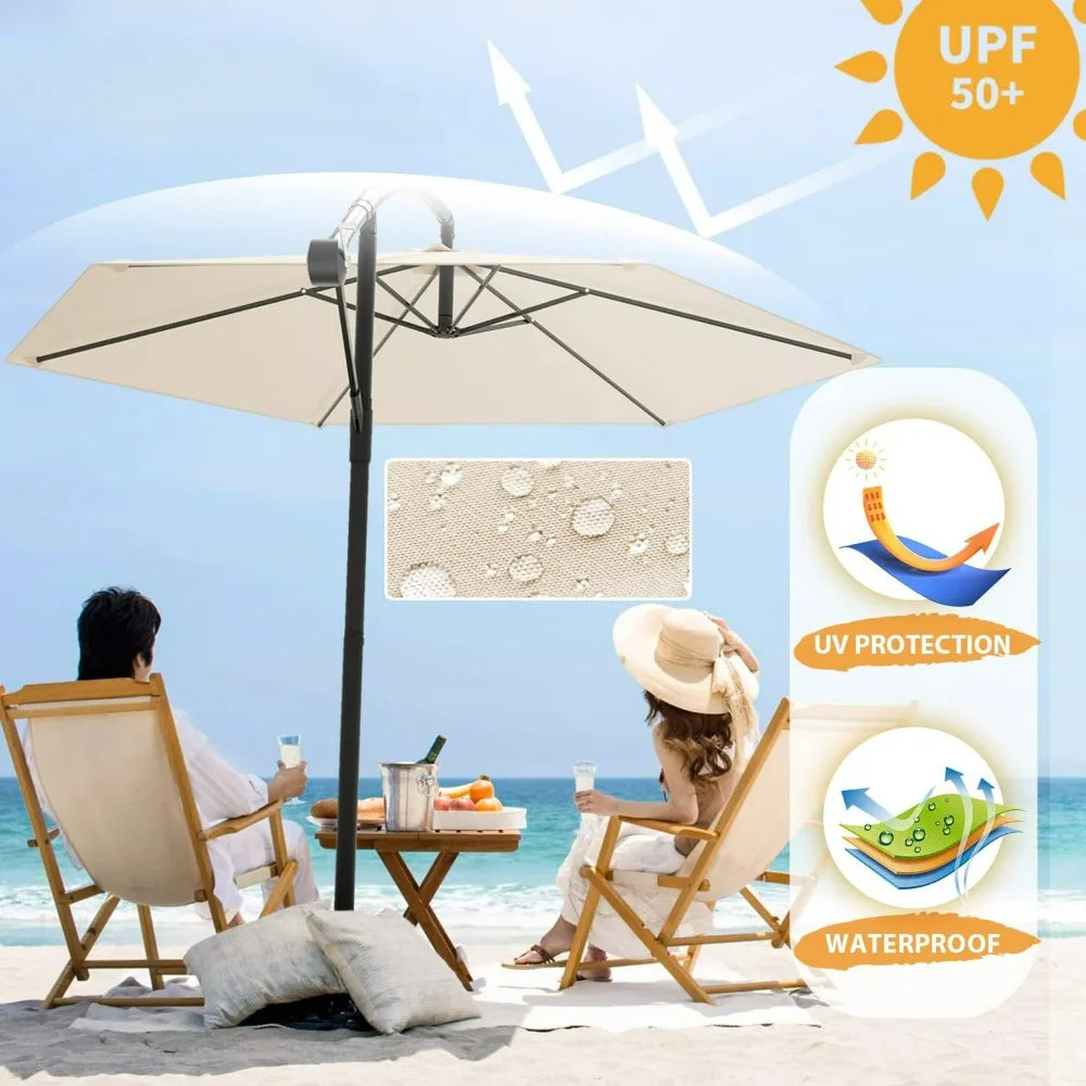 Parasol d'extérieur décalé de 10 pieds, parasol suspendu pour patio, parasol de marché extérieur avec manivelle, parasol de jardin