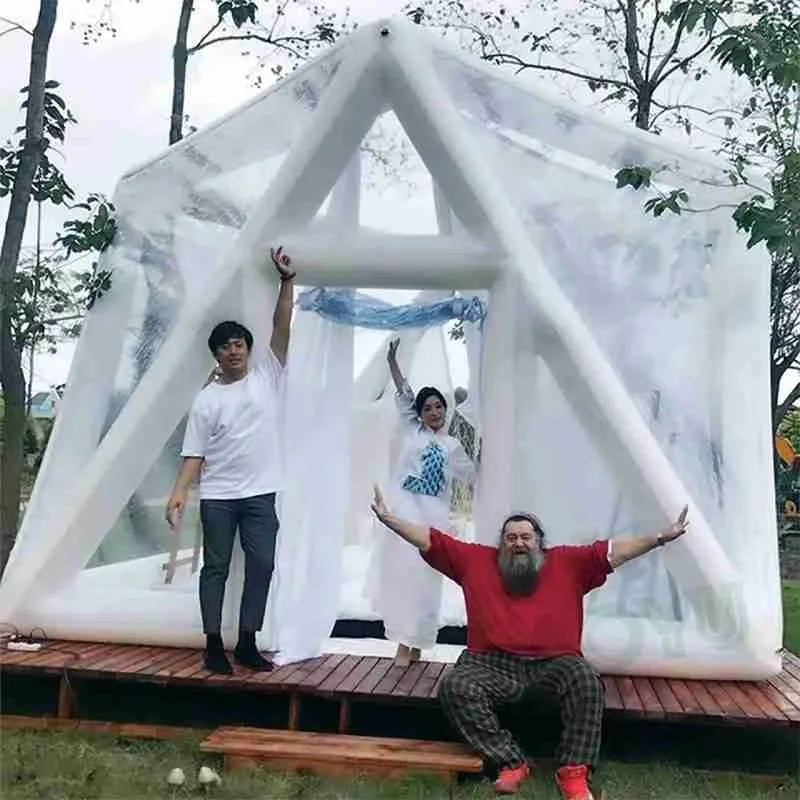 Tente dôme de glamping à bulles transparente gonflable extérieure pour pique-nique, hôtel igloo, tente à bulles transparente gonflable