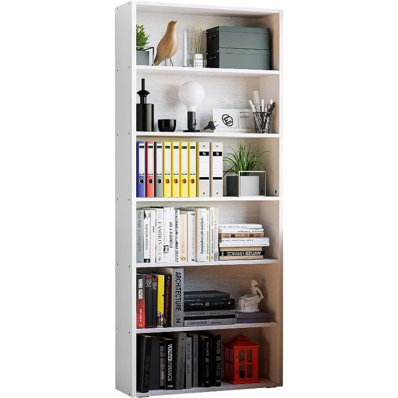 Bookshelves and Bookcases Floor Standing 6 Tier Display Storage Shelves 70in Tall Bookcase Home Decor Furniture