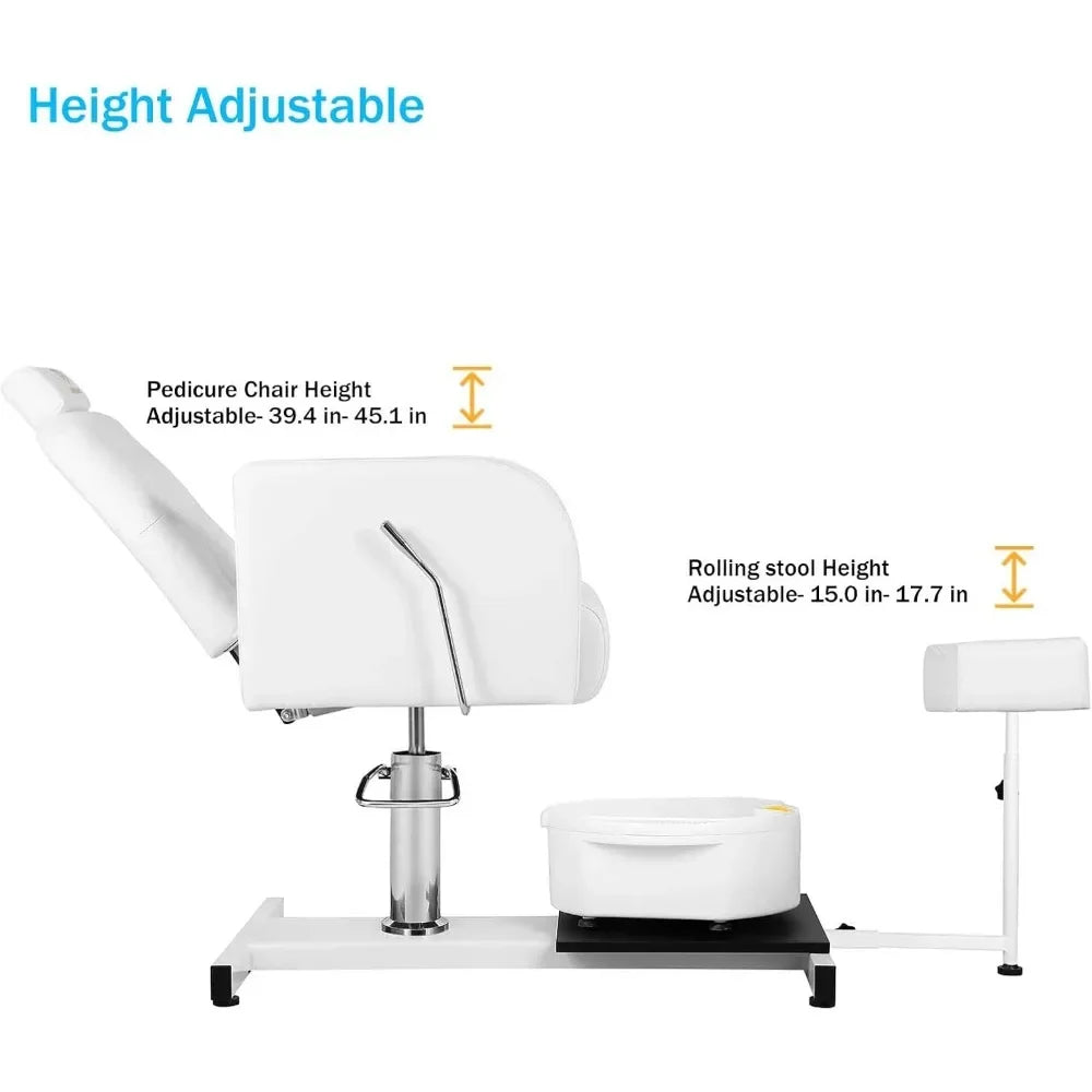 Chaise de pédicure. Station de chaise de pédicure inclinable pour tabouret, chaise de pédicure réglable hydraulique à rotation à 360 ° sans plomberie