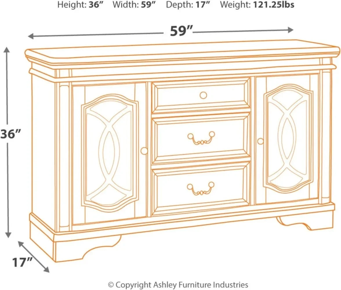 Realyn French Country Distressed Dining Room Buffet or Server, Chipped White