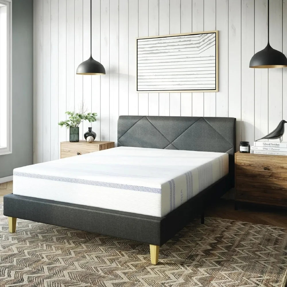 Matelas en mousse à mémoire de forme avec gel, 12 pouces, certifié CertiPUR-US Bed-in-a-Box, sommeil frais et soulagement de la pression, couches de soulagementLM