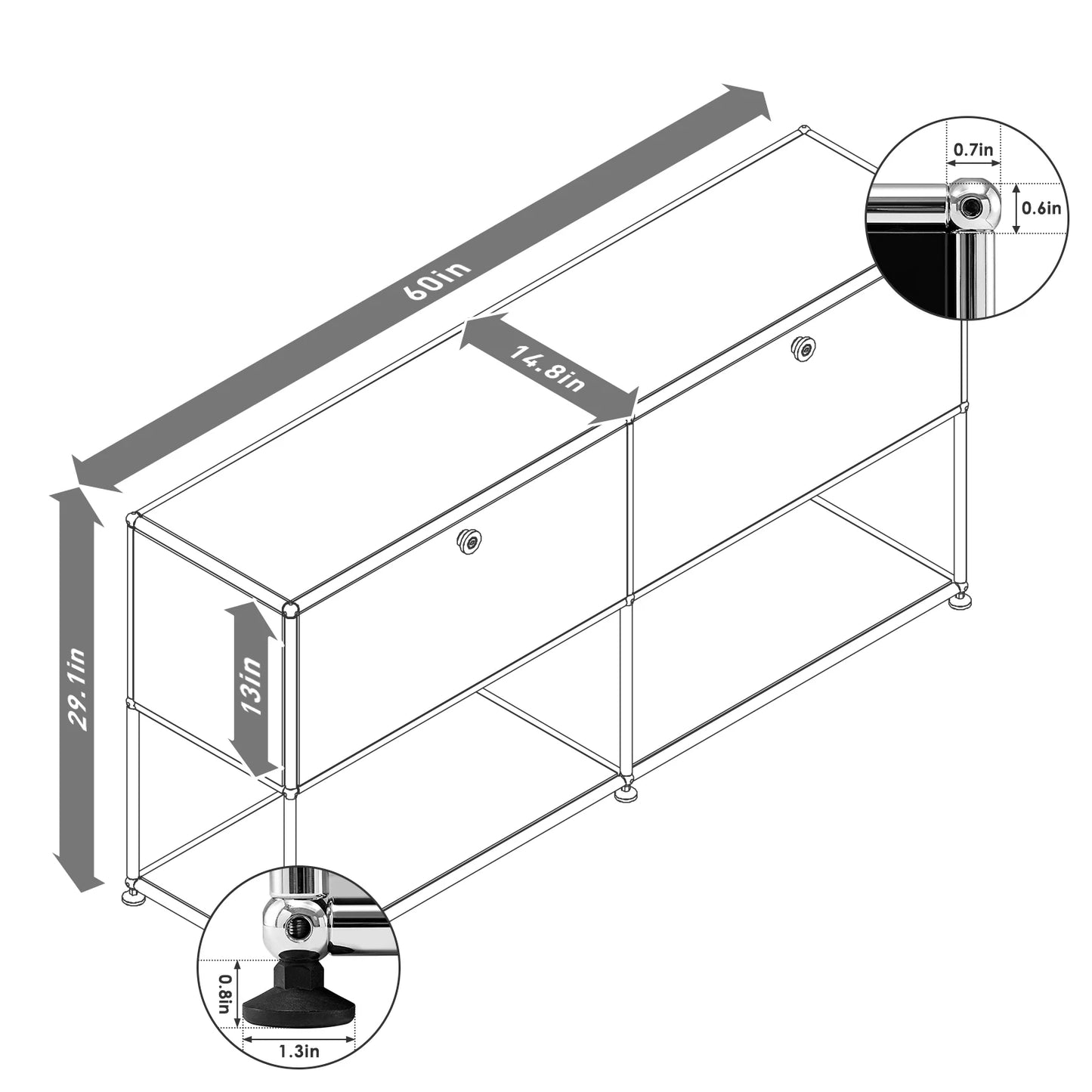 Aparador de almacenamiento rojo, gabinete Haller, estante de almacenamiento, muebles modulares, tablero de metal de acero inoxidable, gabinete de sala de estar