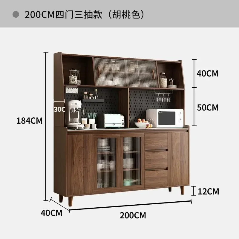 Armoires de cuisine Buffet en bois massif Table console Salon Vitrine Alacena Meubles de bar à café Salle à manger, Marron