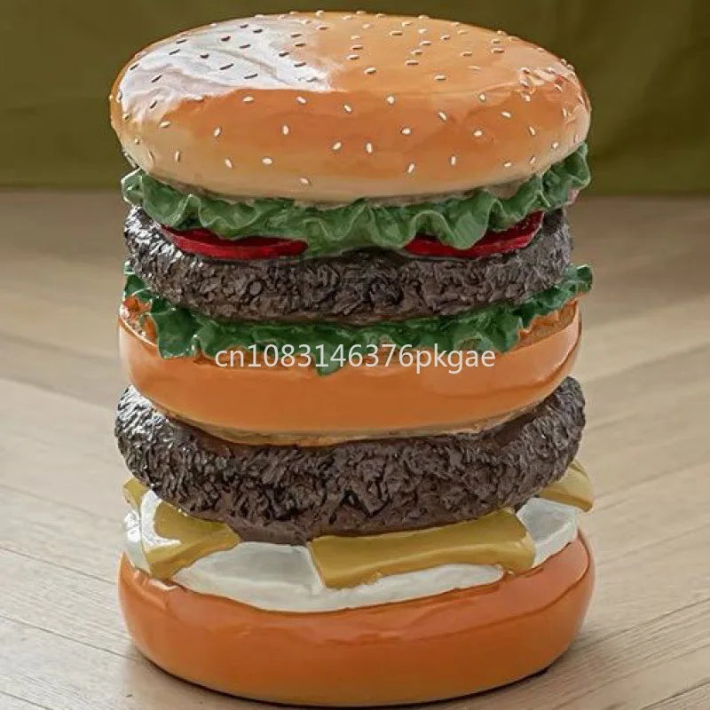 Taburete bajo de estilo creativo para comida, para el hogar, sala de estar, hamburguesa, maíz, taburete moderno con puerta roja y red, taburete para zapatos, muebles