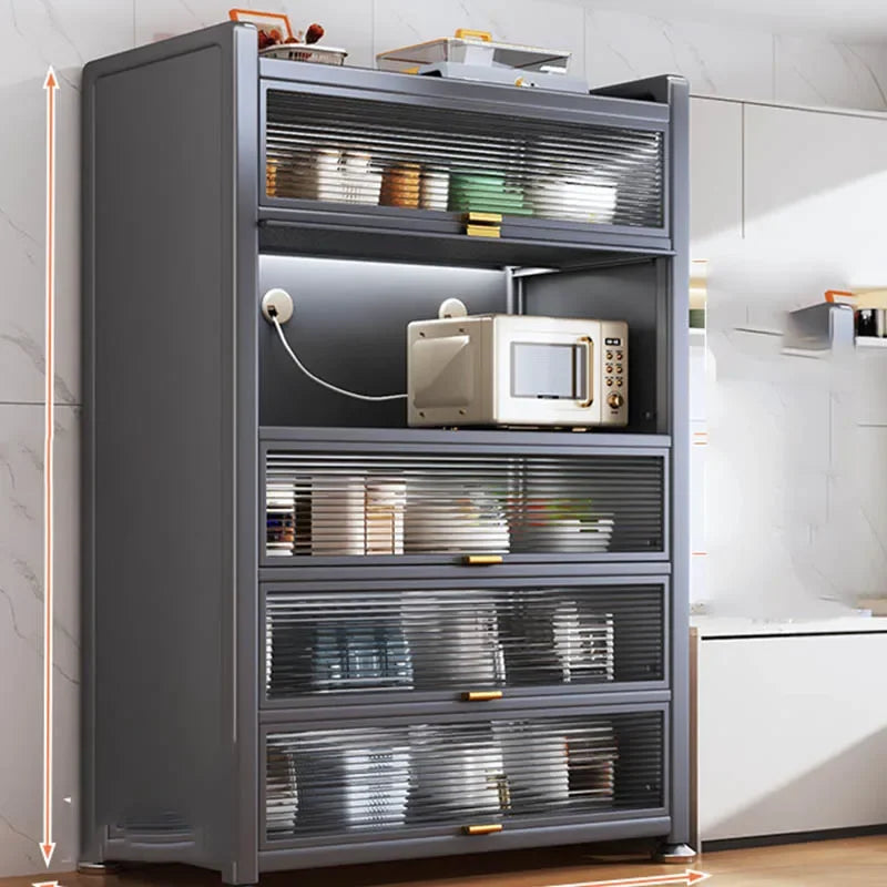 Armoire de cuisine d'angle pliante en fer pour garde-manger, polyvalente, peu encombrante, armoire de salle de bain en aluminium, meubles en bois pour micro-ondes