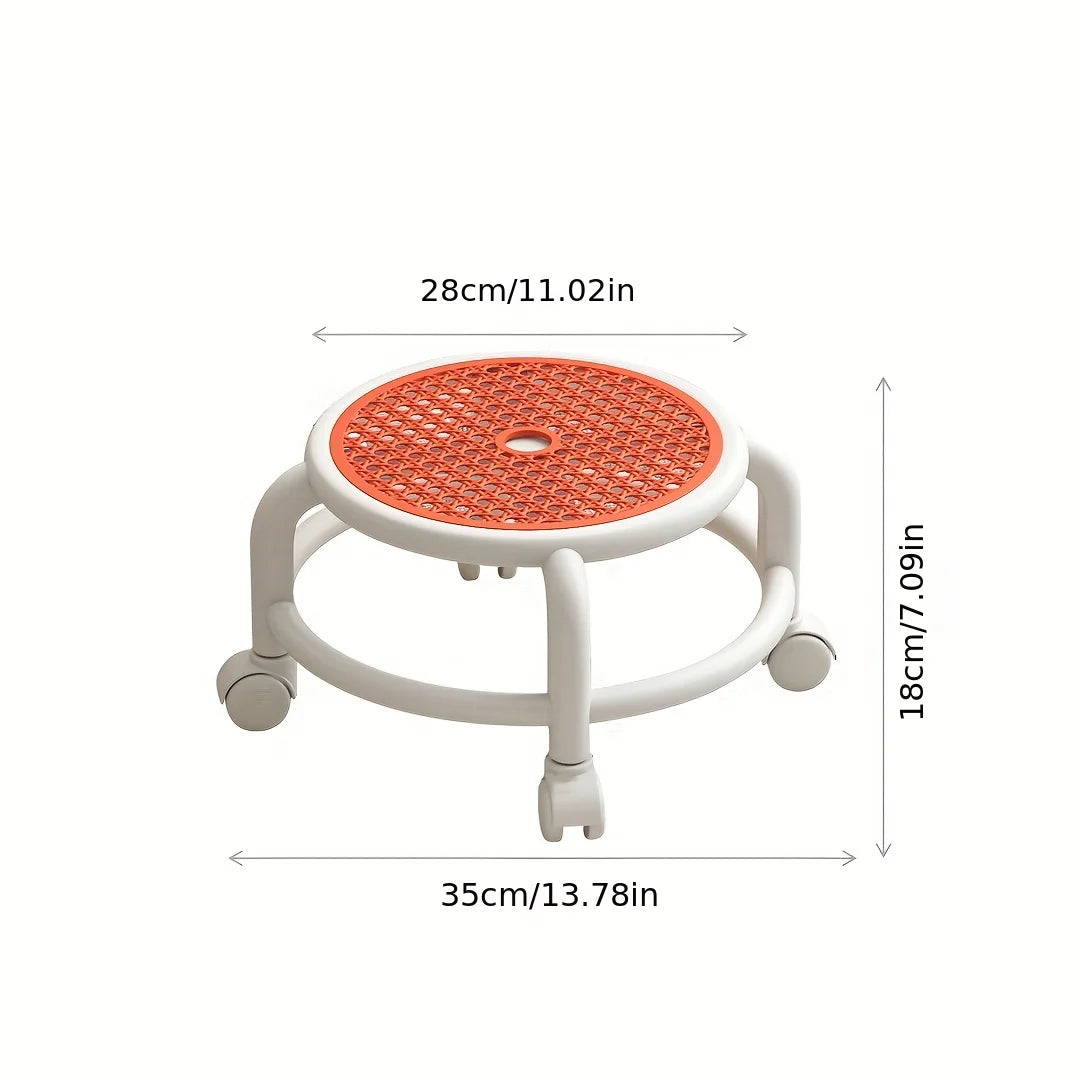 1 piece of circular stool, rotating and silent, circular rolling stool, household lazy stool with wheels, household furniture