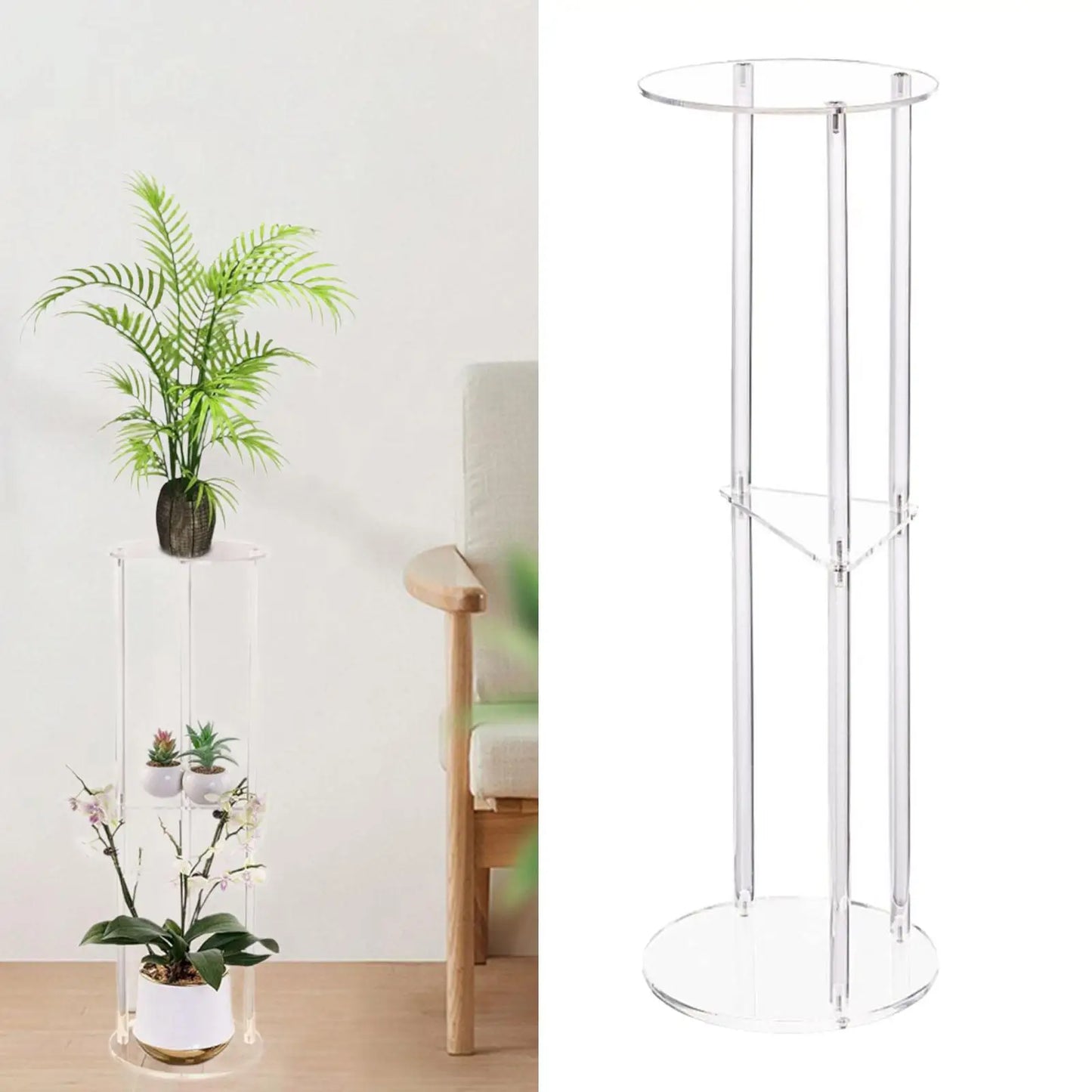 Clear Acrylic Side Table Small Drink Side Table Small Space Round Furniture NightStand for Home Balcony Bathroom Sofa Hallway